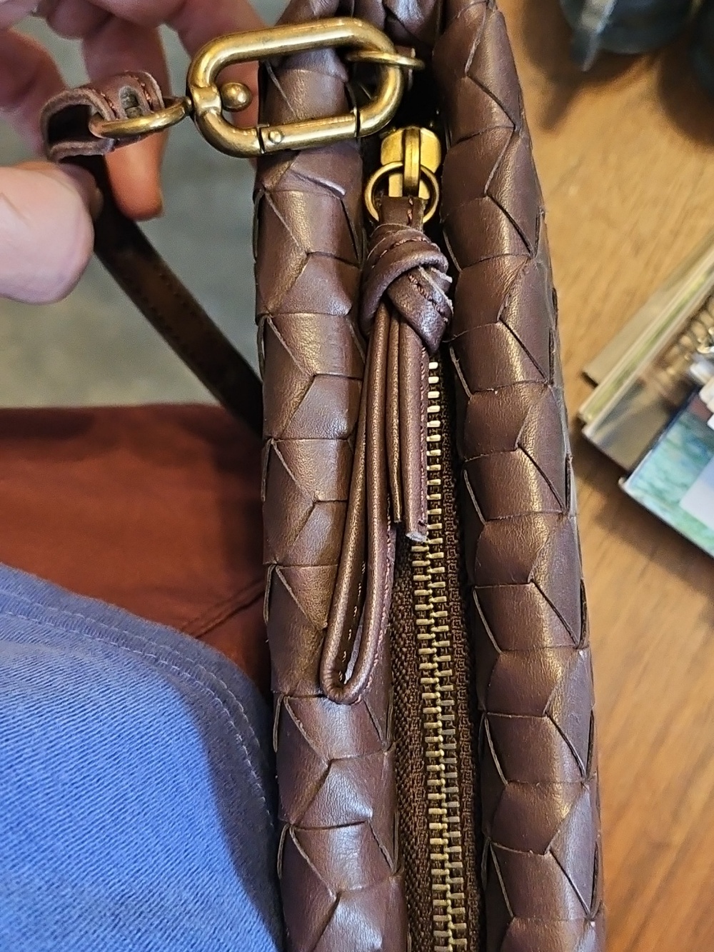 Gorgeous Madewell 10" Woven Soft Brown Leather Crossbody Bag Clean - Picture 10 of 10
